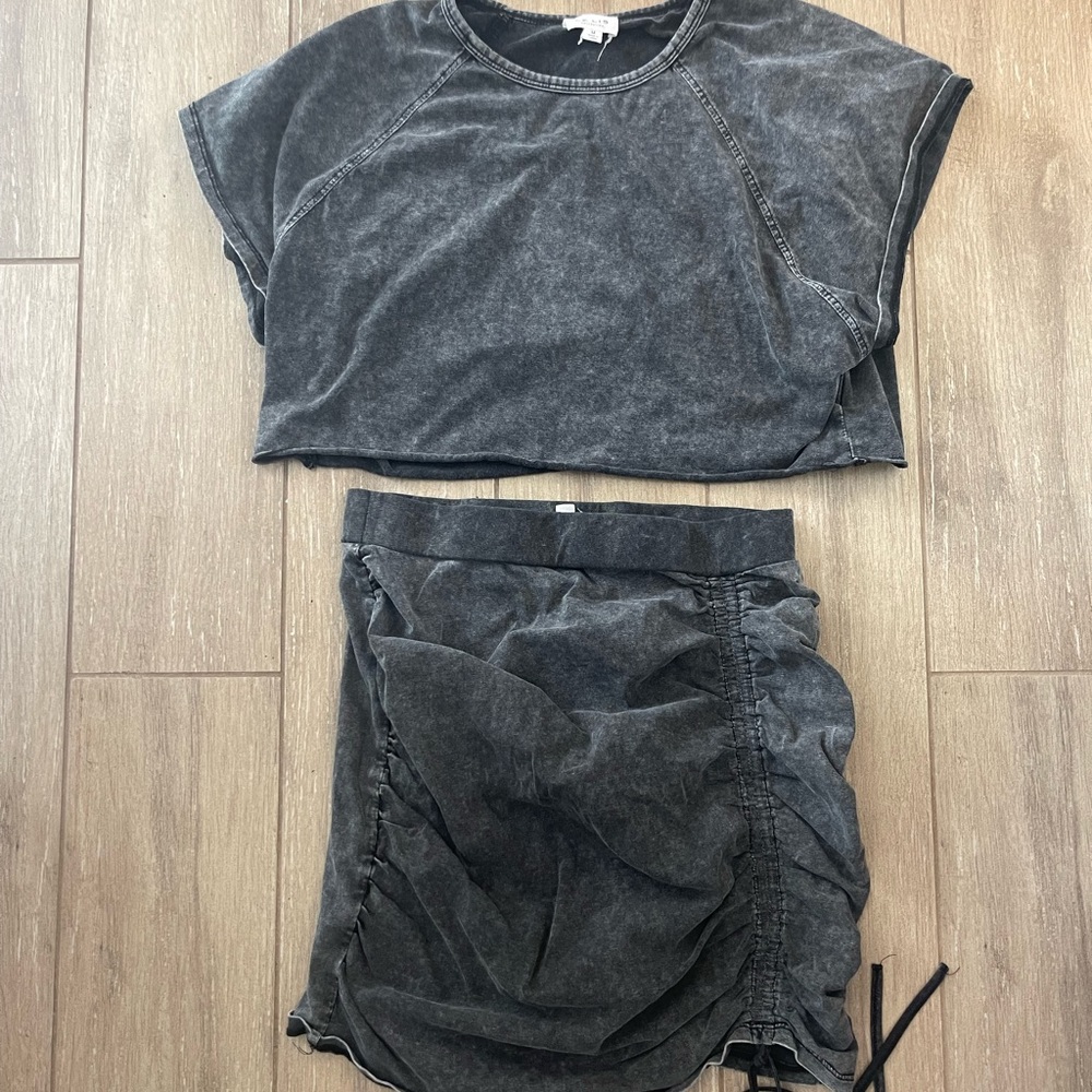 Washed black skirt set